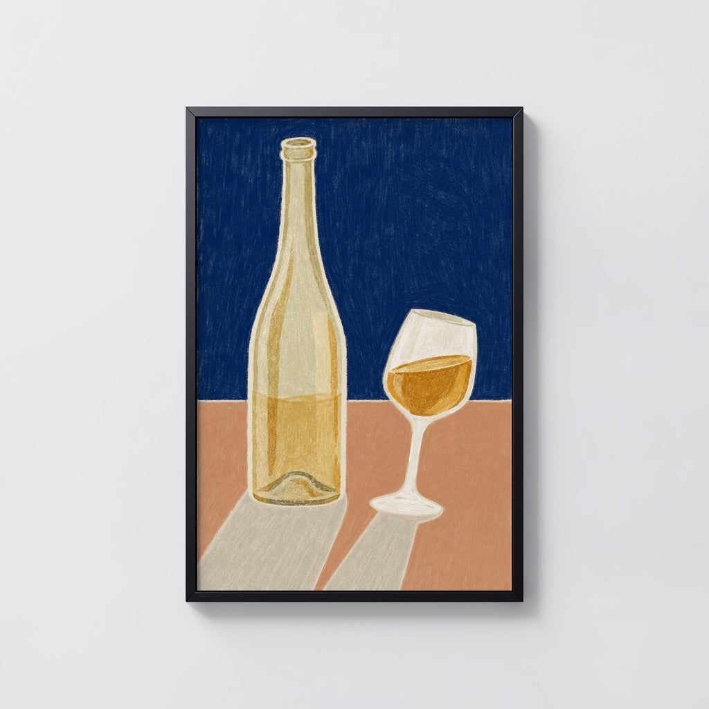 Vintage Wine Bottle Print Poster, Kitchen Wall Art