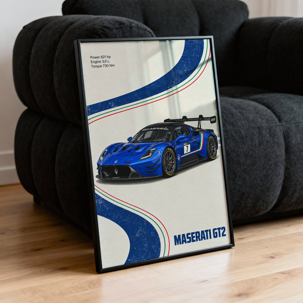Vintage Maserati GT2 Race Car Print, Italian Racing