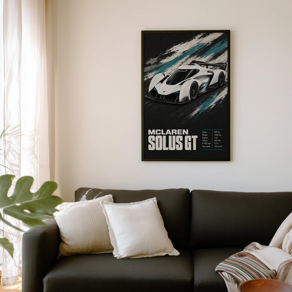 Vintage McLaren Solus GT Print, Car Wall Art