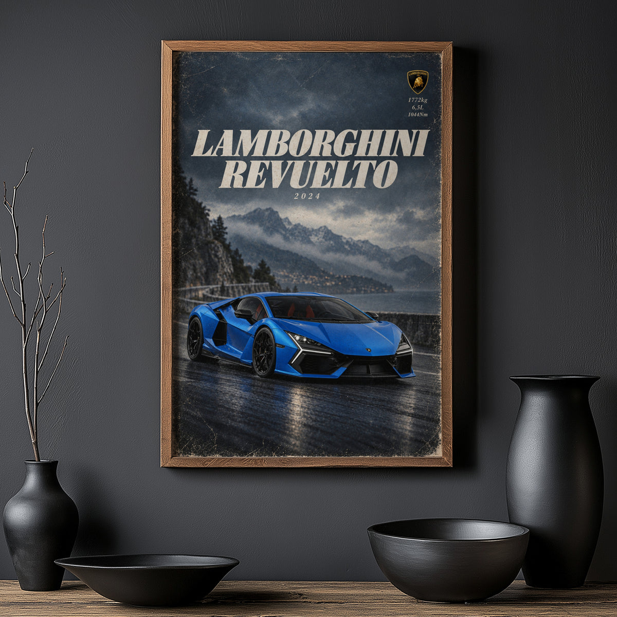 Vintage Lamborghini Revuelto Print, Supercar Art