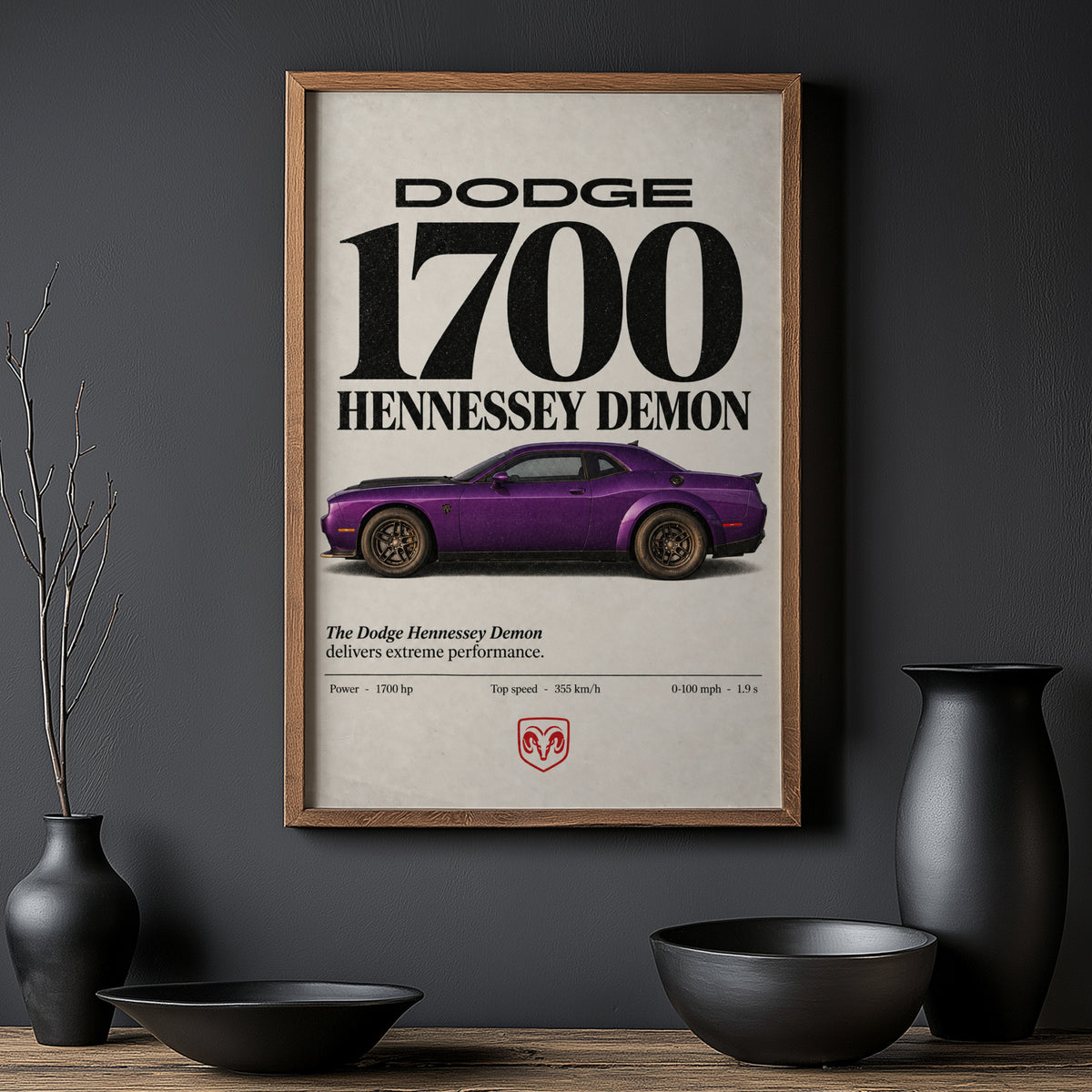 Vintage Dodge Demon Print, Muscle Car Poster, Wall Art