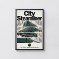 Vintage Steam Train Print Poster, Art Deco Locomotive