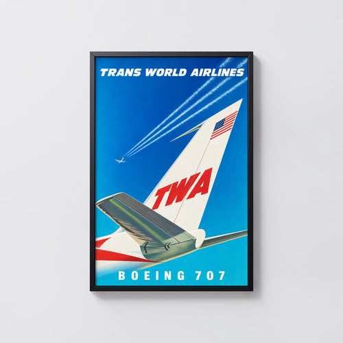 Vintage TWA Boeing 707 Poster, Aviation Wall Art, Print