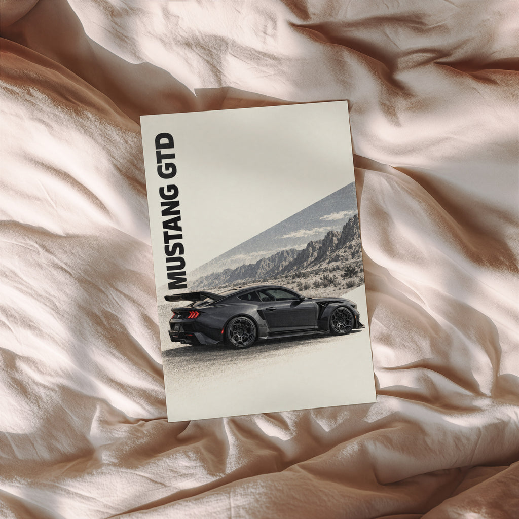 Vintage Mustang GTD Car Print, Garage Wall Art