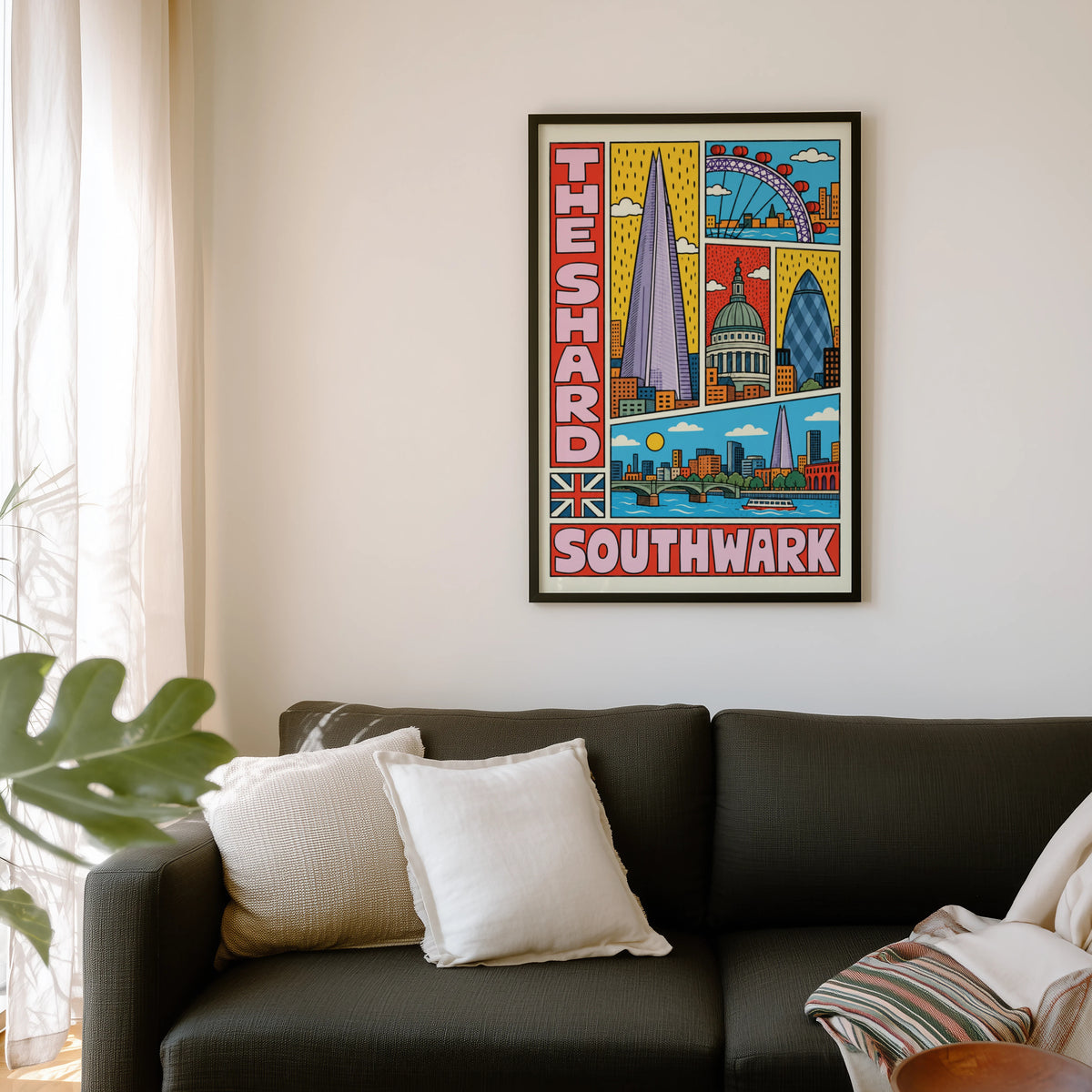 Vintage London Poster, Shard Southwark Print, Wall Art