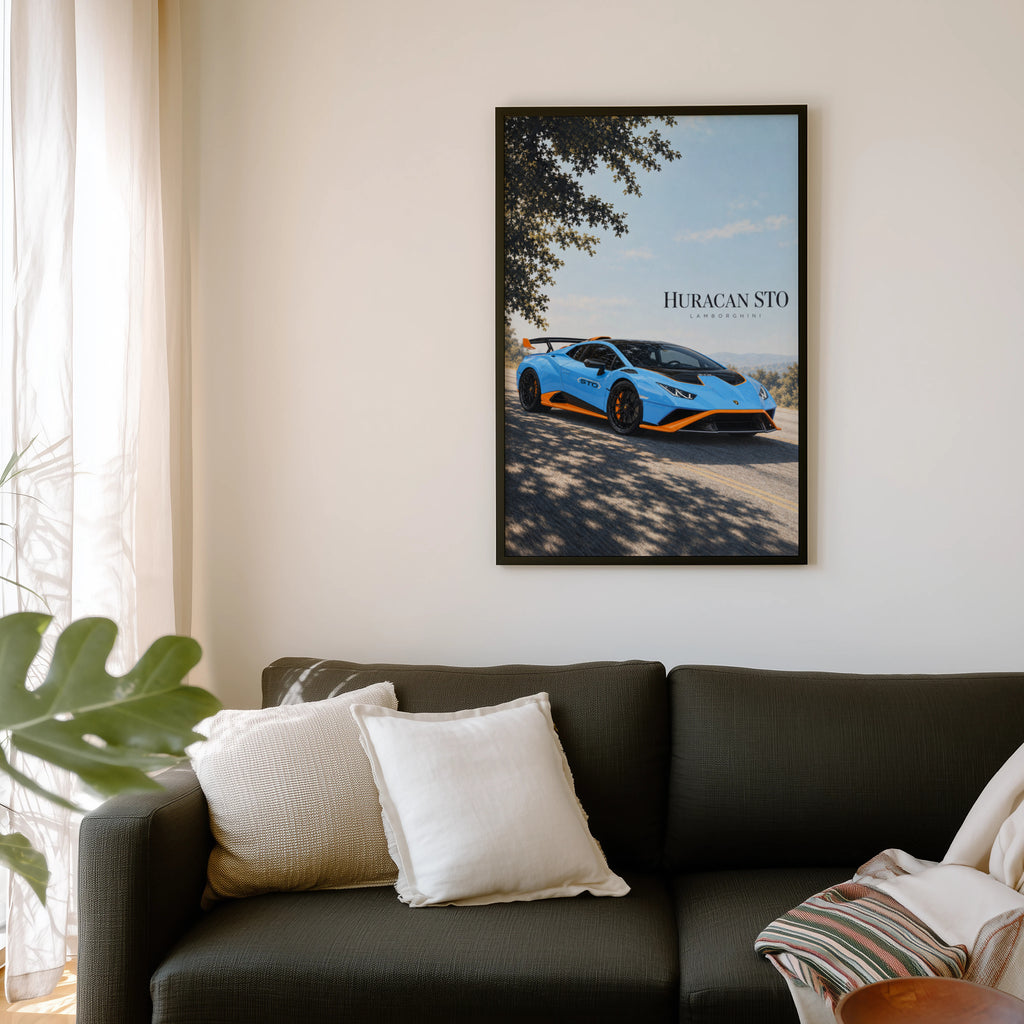 Vintage Lamborghini Huracan STO Print, Car Wall Art