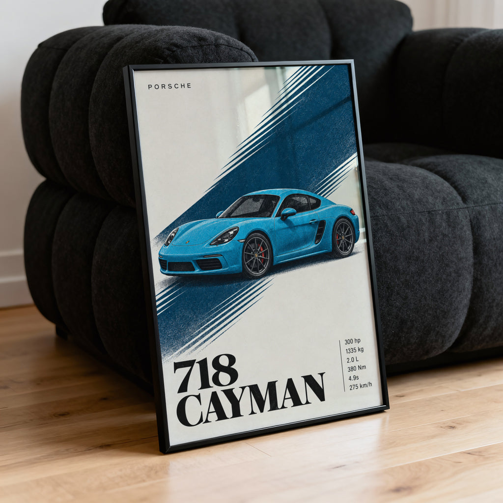 Vintage Porsche 718 Cayman Print, Car Wall Art