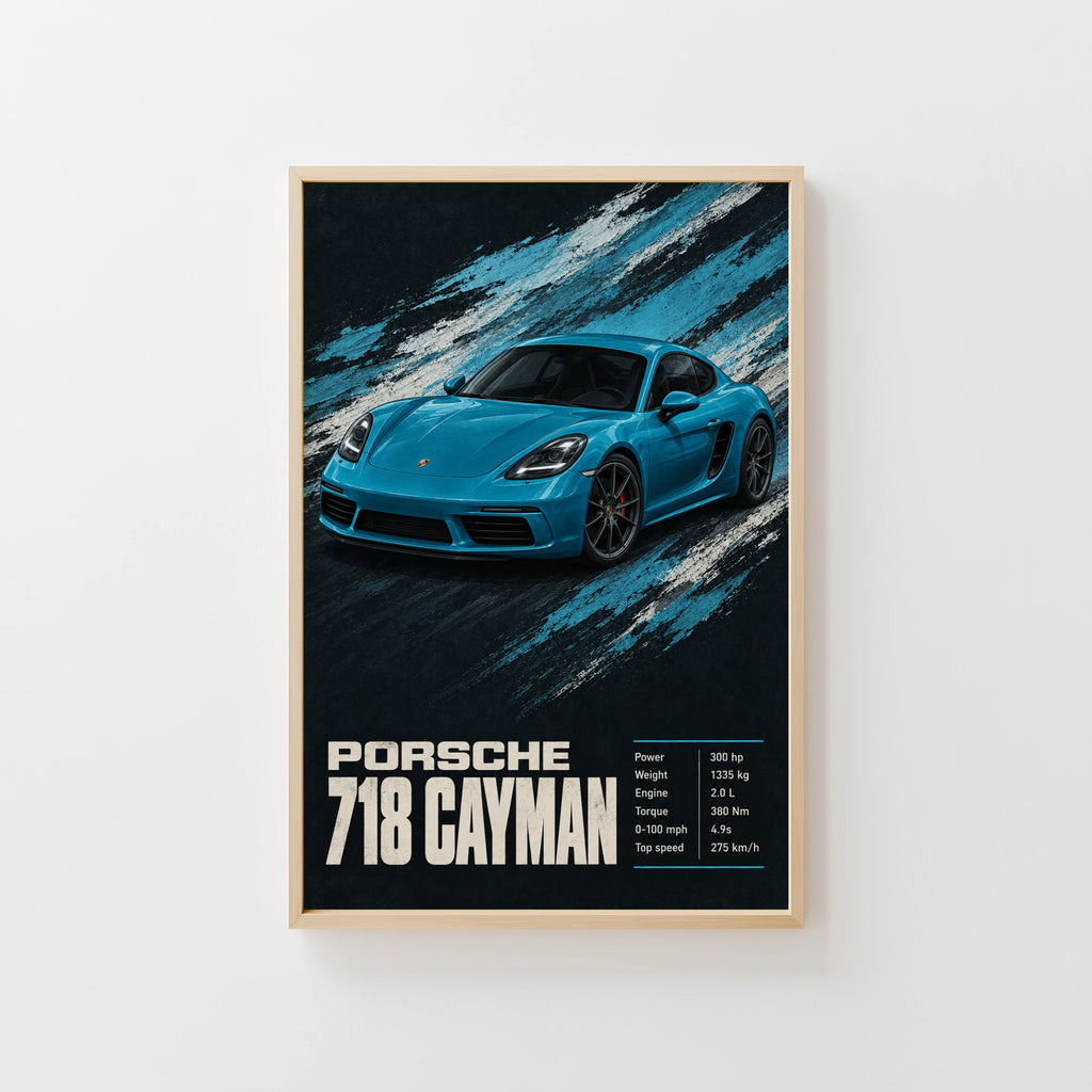 Vintage Porsche 718 Cayman Print, Car Wall Art
