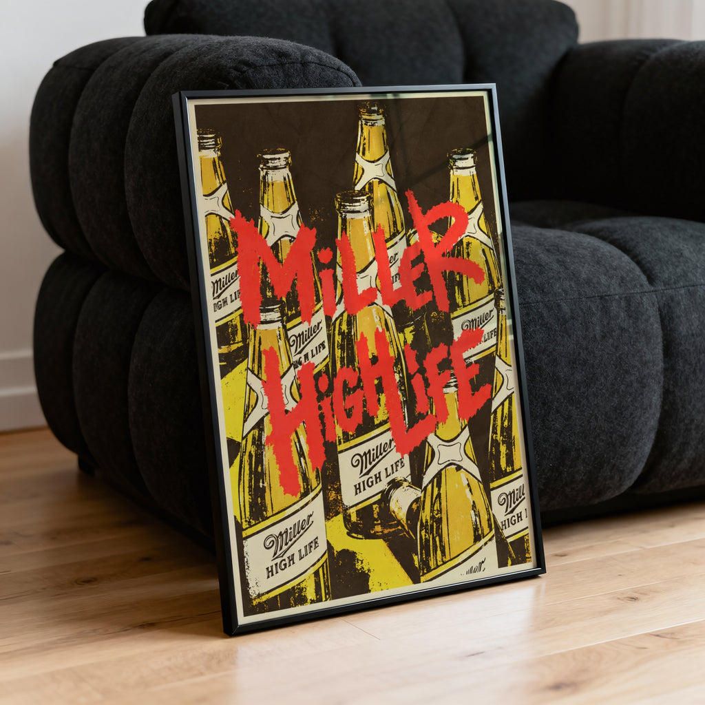 Vintage Miller High Life Beer Print Poster, Bar Wall Art