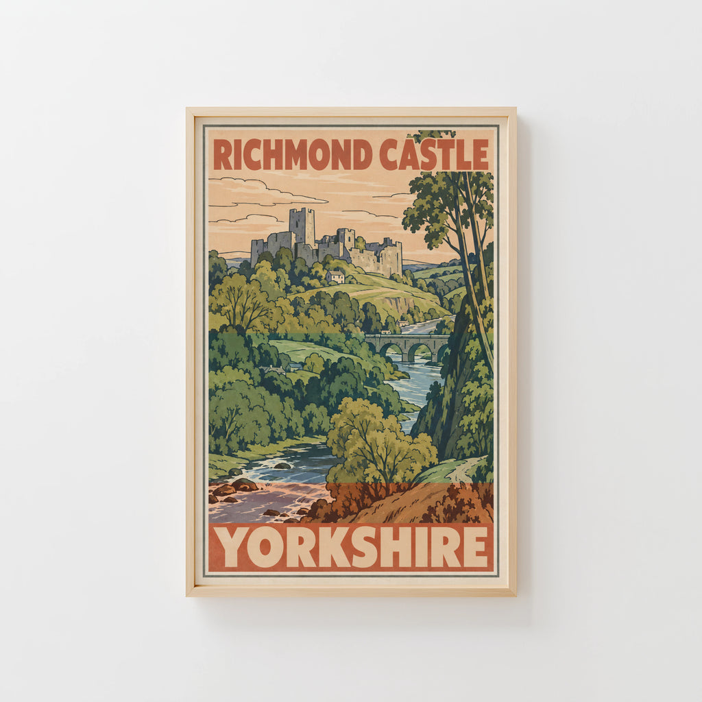Vintage Richmond Castle Yorkshire Poster, Travel Print