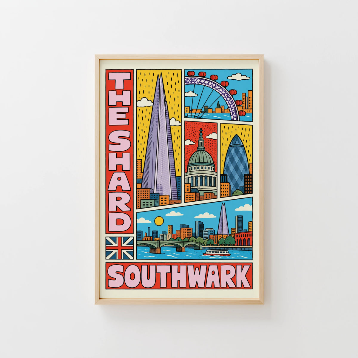 Vintage London Poster, Shard Southwark Print, Wall Art