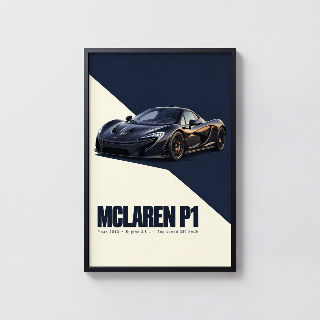 Vintage McLaren P1 Print, Supercar Wall Art