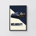 Vintage McLaren P1 Print, Supercar Wall Art