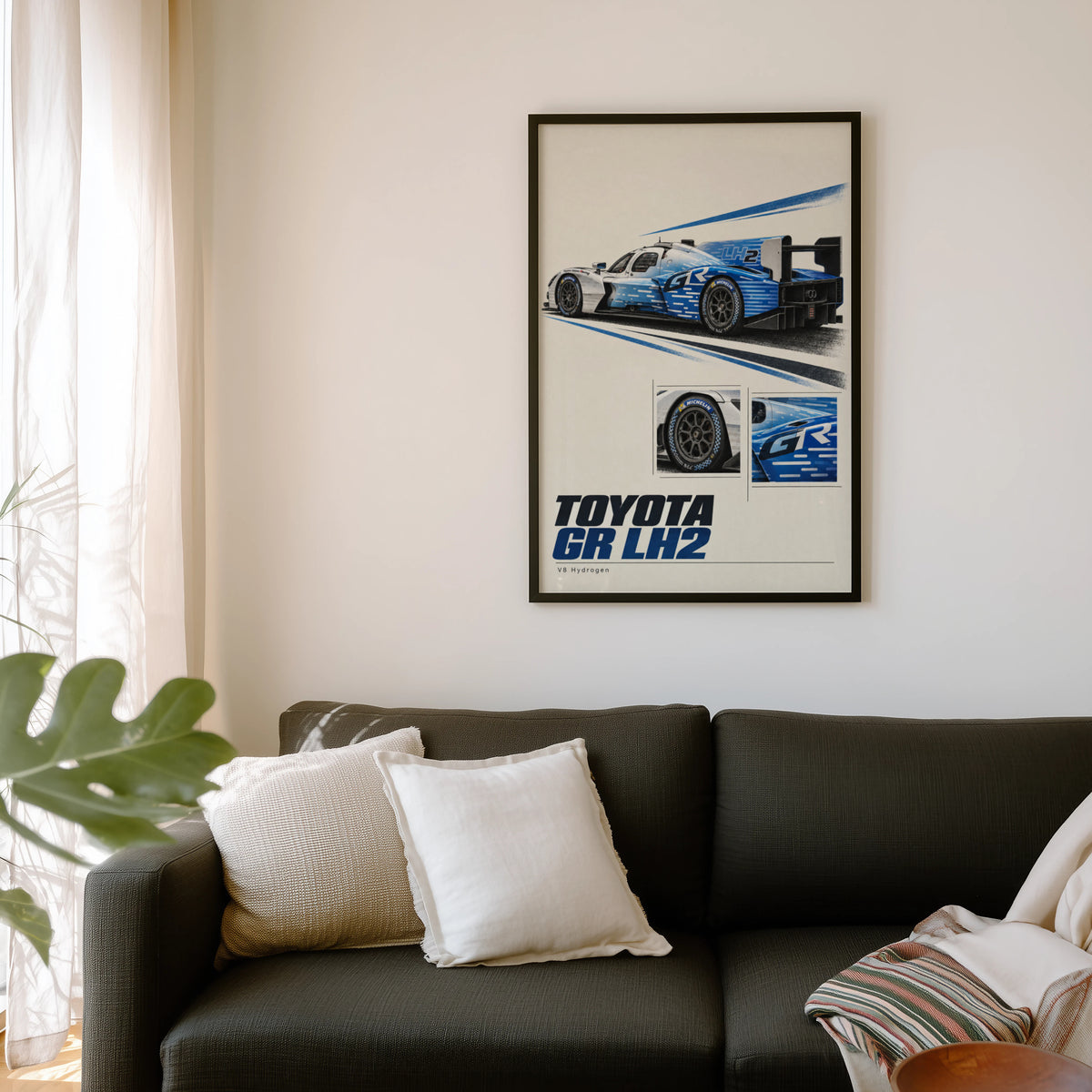 Vintage Toyota Print, Hydrogen Racing Car Art