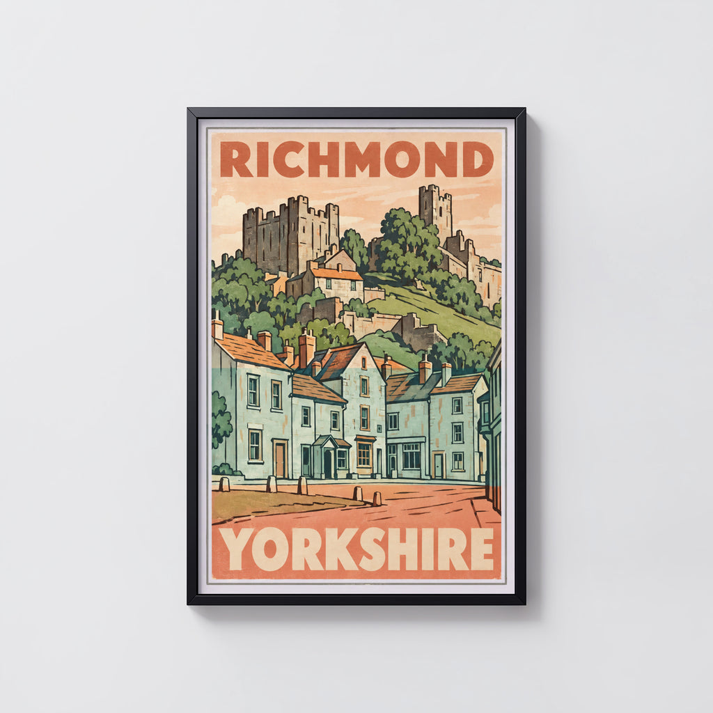 Vintage Richmond Yorkshire Poster, Castle Wall Art Print