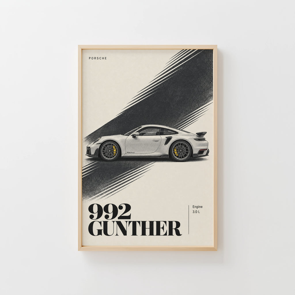 Vintage Porsche 992 Gunther Print, Car Wall Art