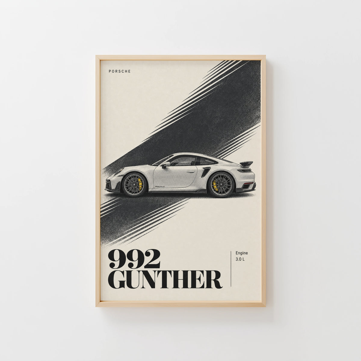Vintage Porsche 992 Gunther Print, Car Wall Art