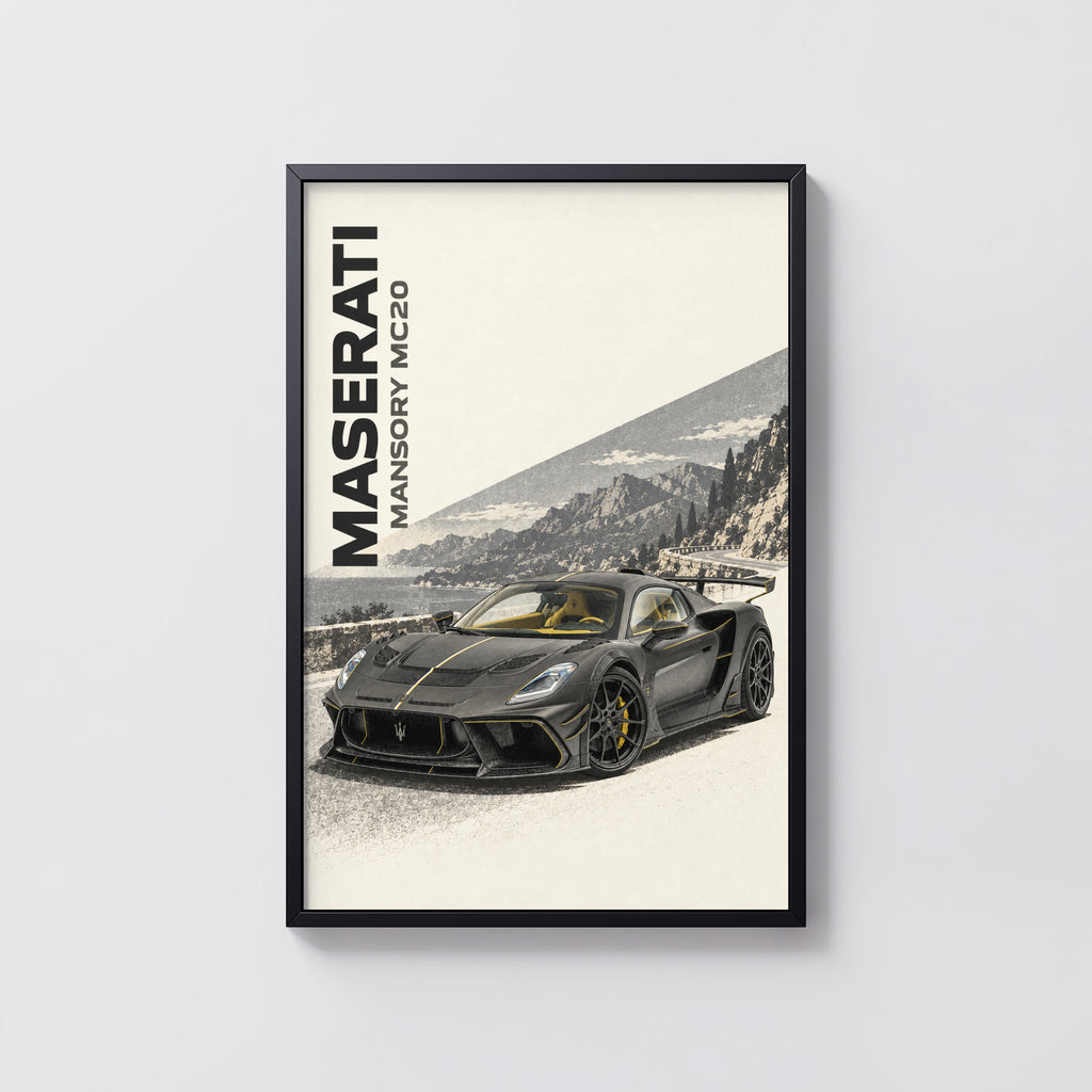 Vintage Maserati MC20 Print, Supercar Wall Art