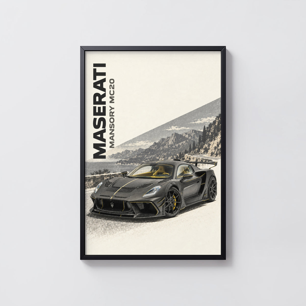 Vintage Maserati MC20 Print, Supercar Wall Art