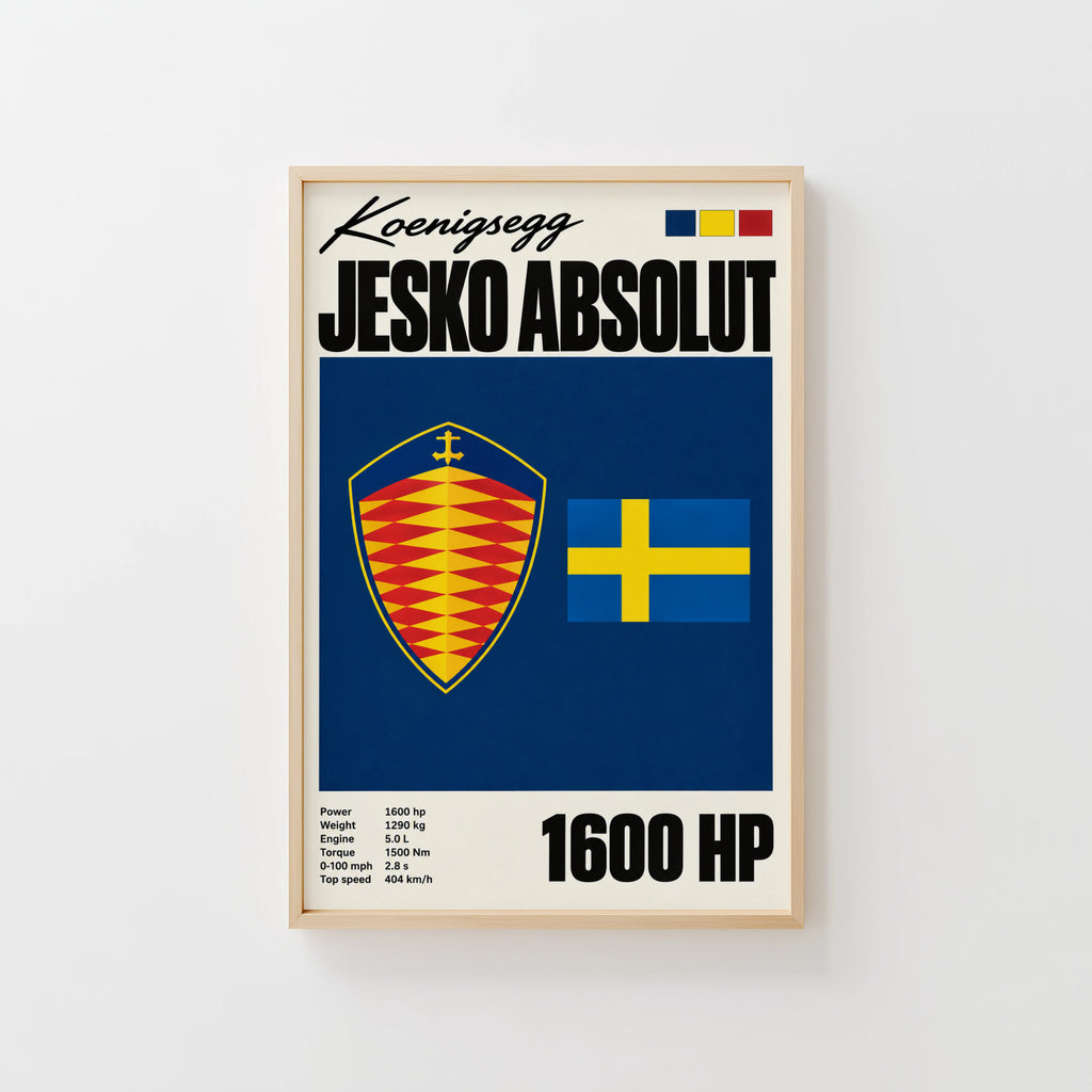 Vintage Koenigsegg Jesko Absolut Print, Car Wall Art