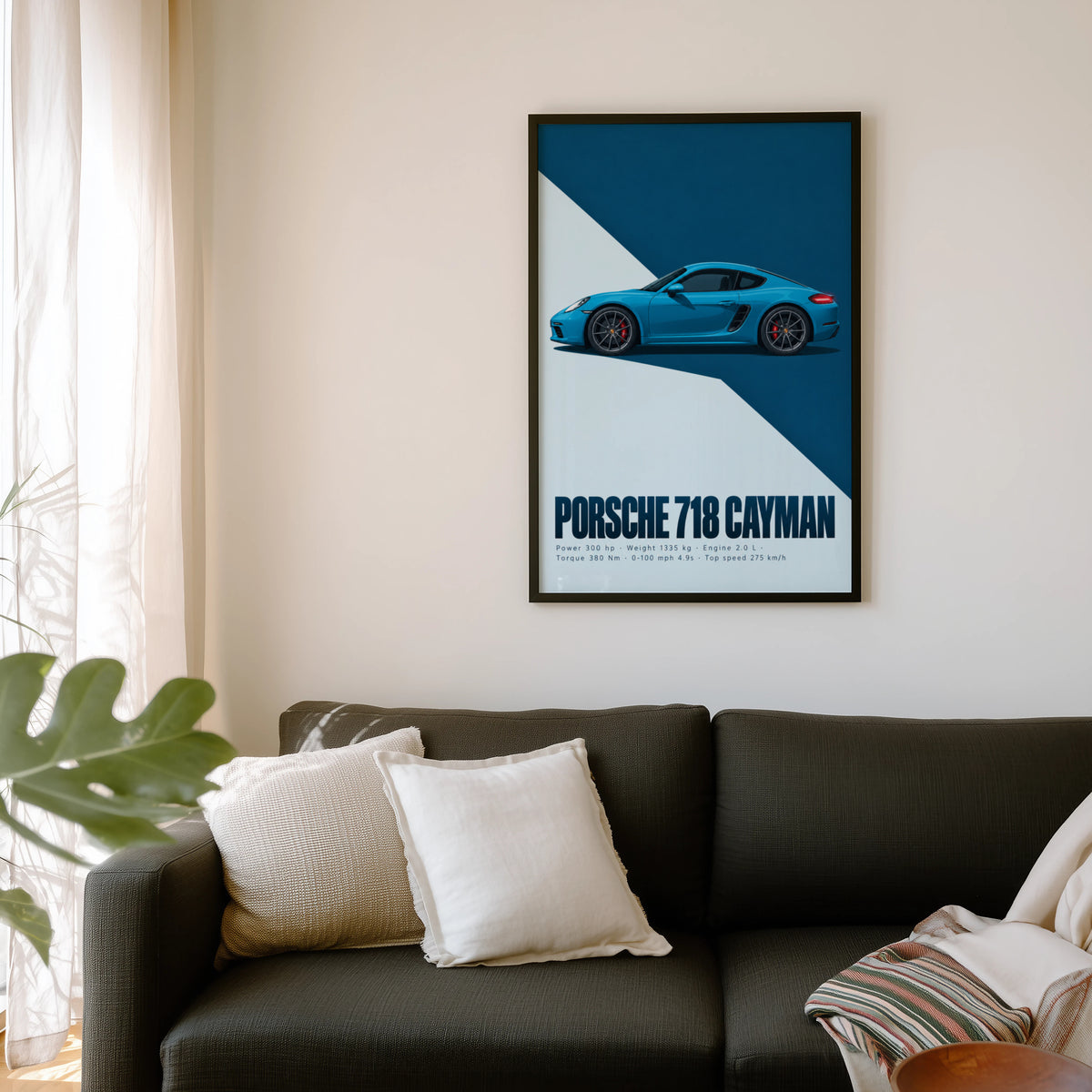 Vintage Porsche 718 Cayman Print, Sports Car Art