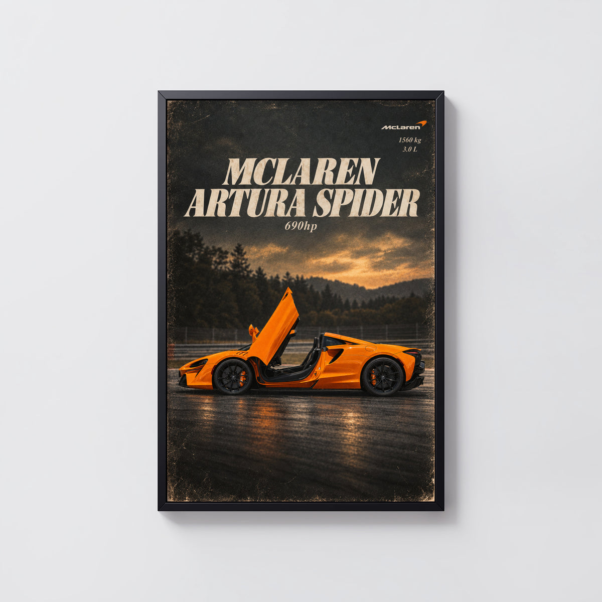 Vintage McLaren Artura Spider Print, Supercar Art