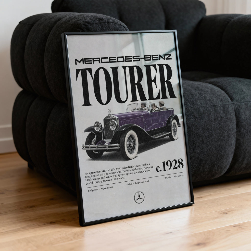 Vintage 1928 Mercedes-Benz Tourer Print, Classic Car Poster