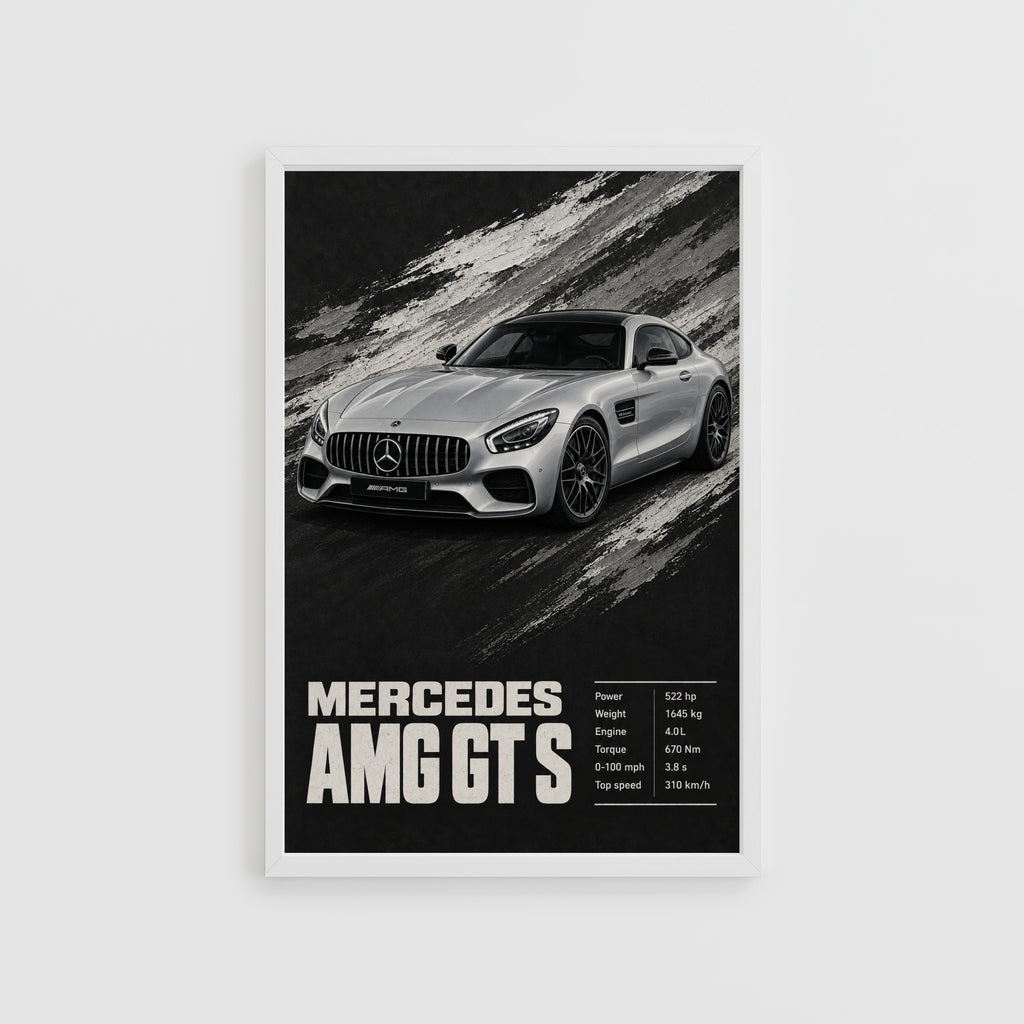 Vintage Mercedes AMG GT S Print, Car Wall Art