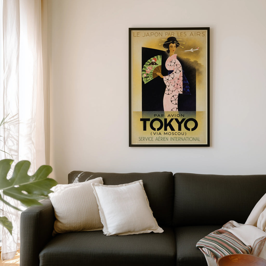 Vintage Tokyo Poster, Art Deco Travel Print, Japan Wall Art