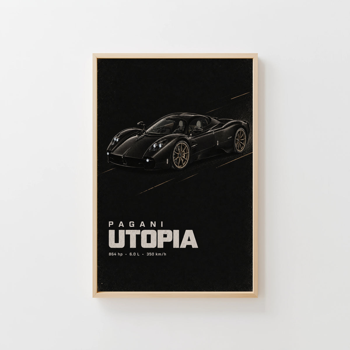 Vintage Pagani Utopia Print, Supercar Wall Art