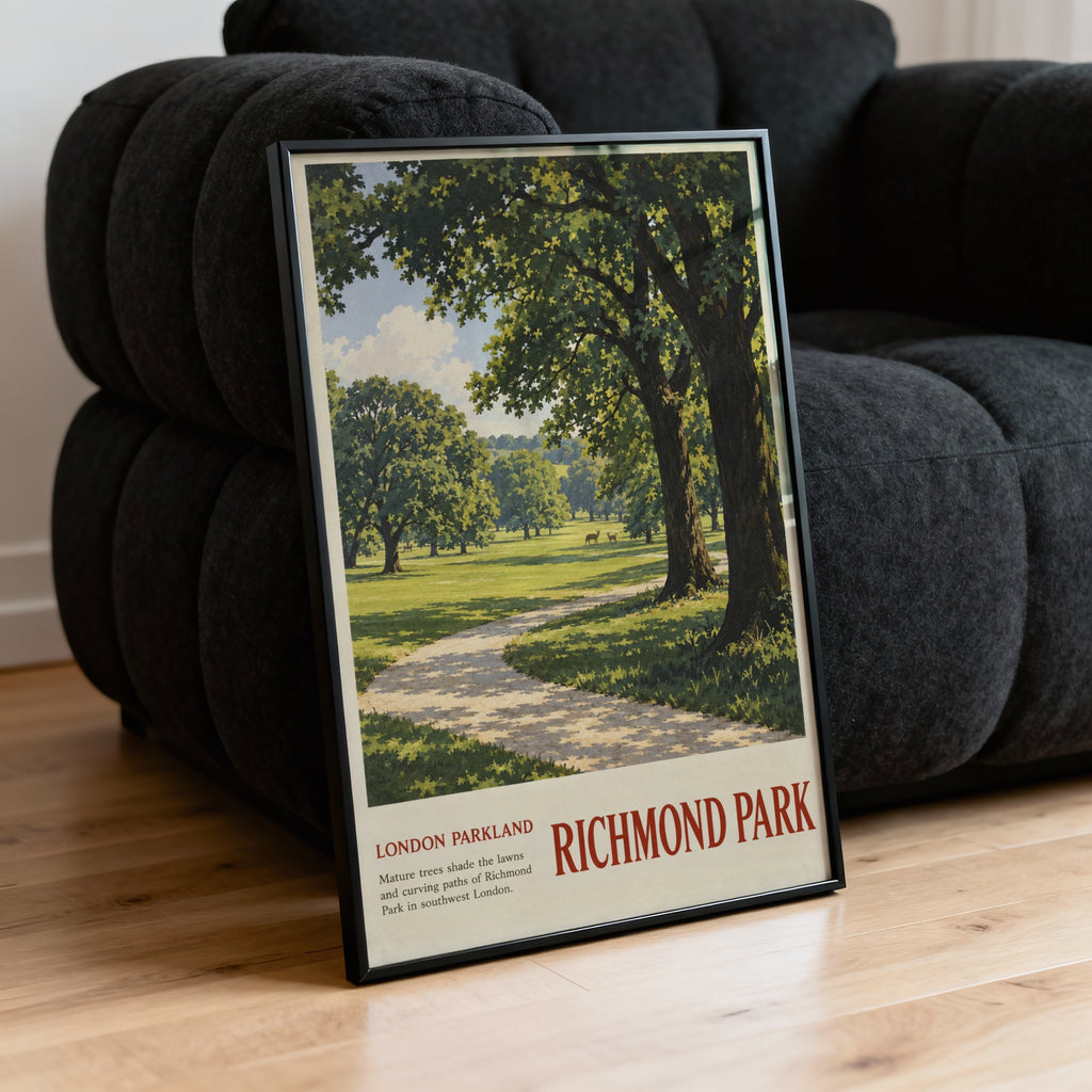Vintage Richmond Park London Poster, Parkland Print