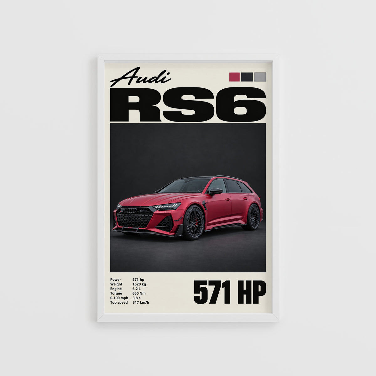 Vintage Audi RS6 Print, Car Wall Art, Estate