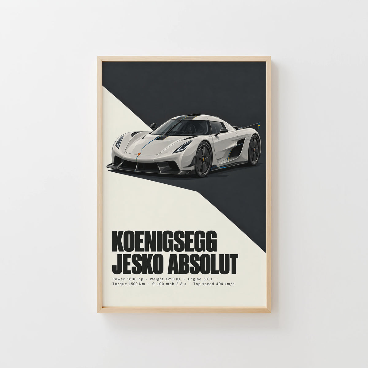 Vintage Koenigsegg Jesko Absolut Print, Car Art