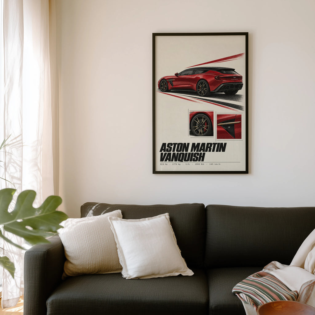 Vintage Aston Martin Vanquish Print, Car Wall Art