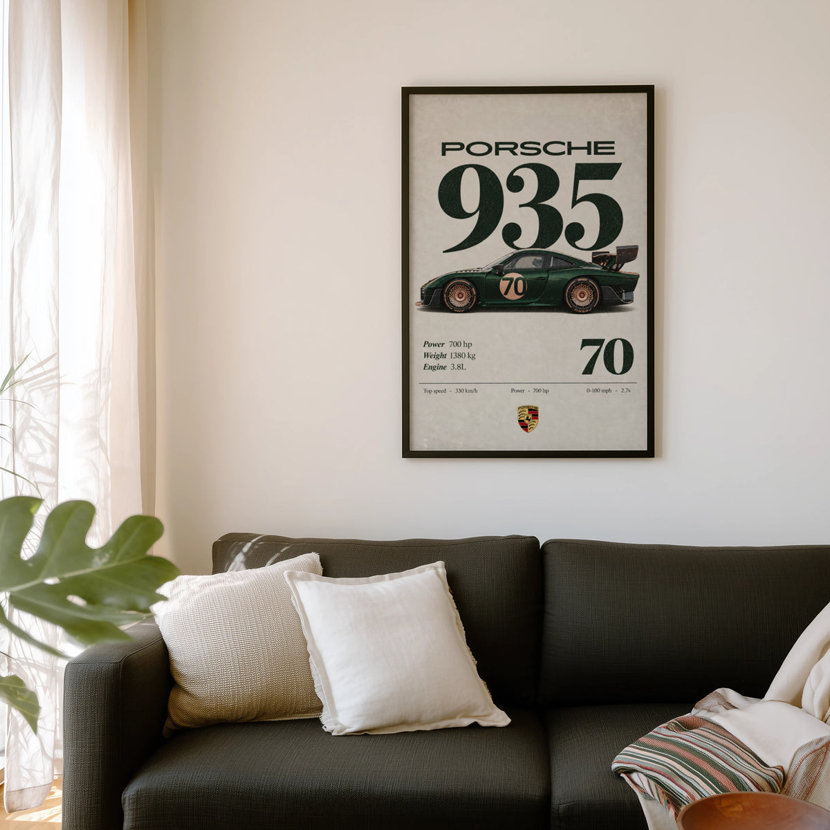Vintage Porsche 935 Print, Racing Car Wall Art