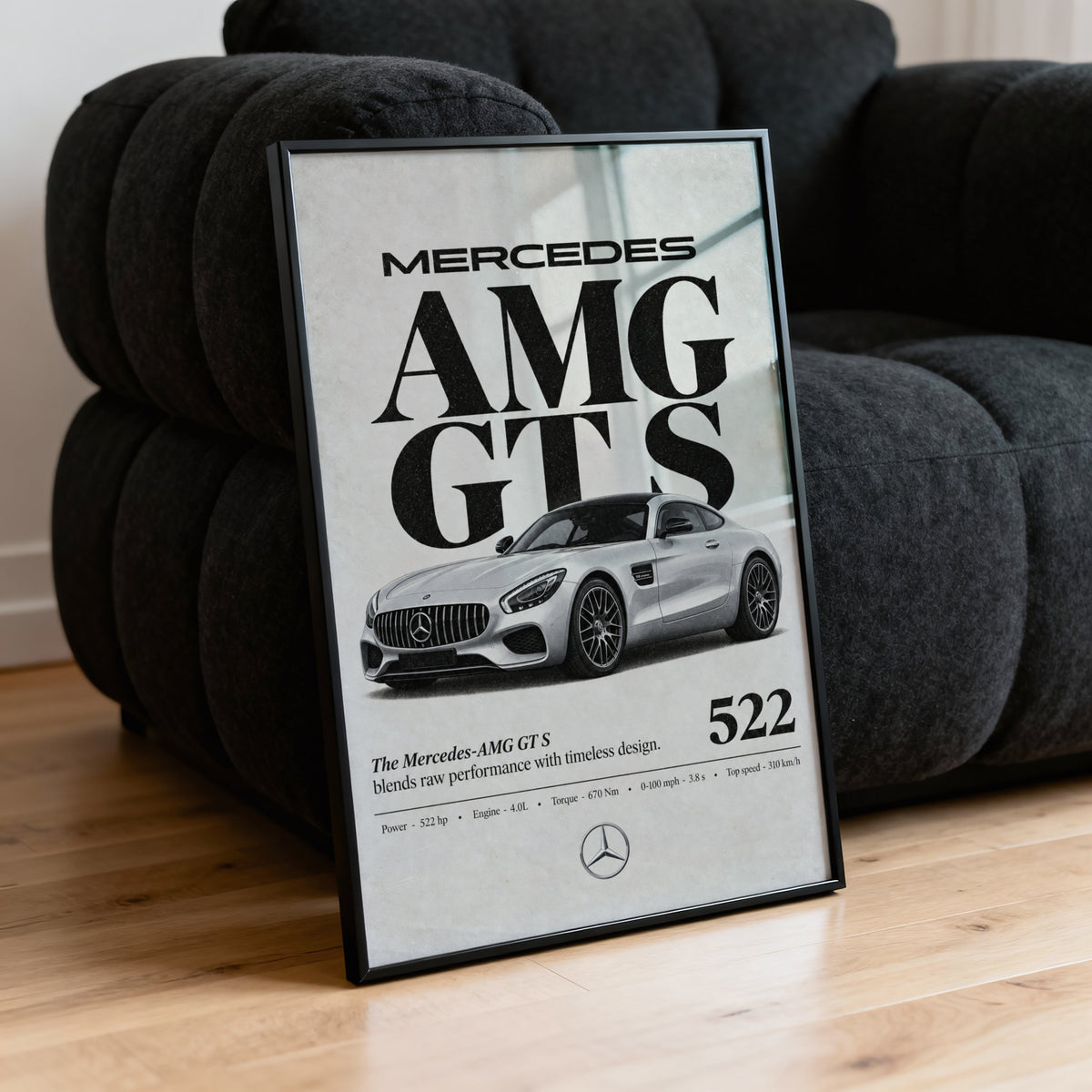 Vintage Mercedes AMG GT S Print, Car Wall Art