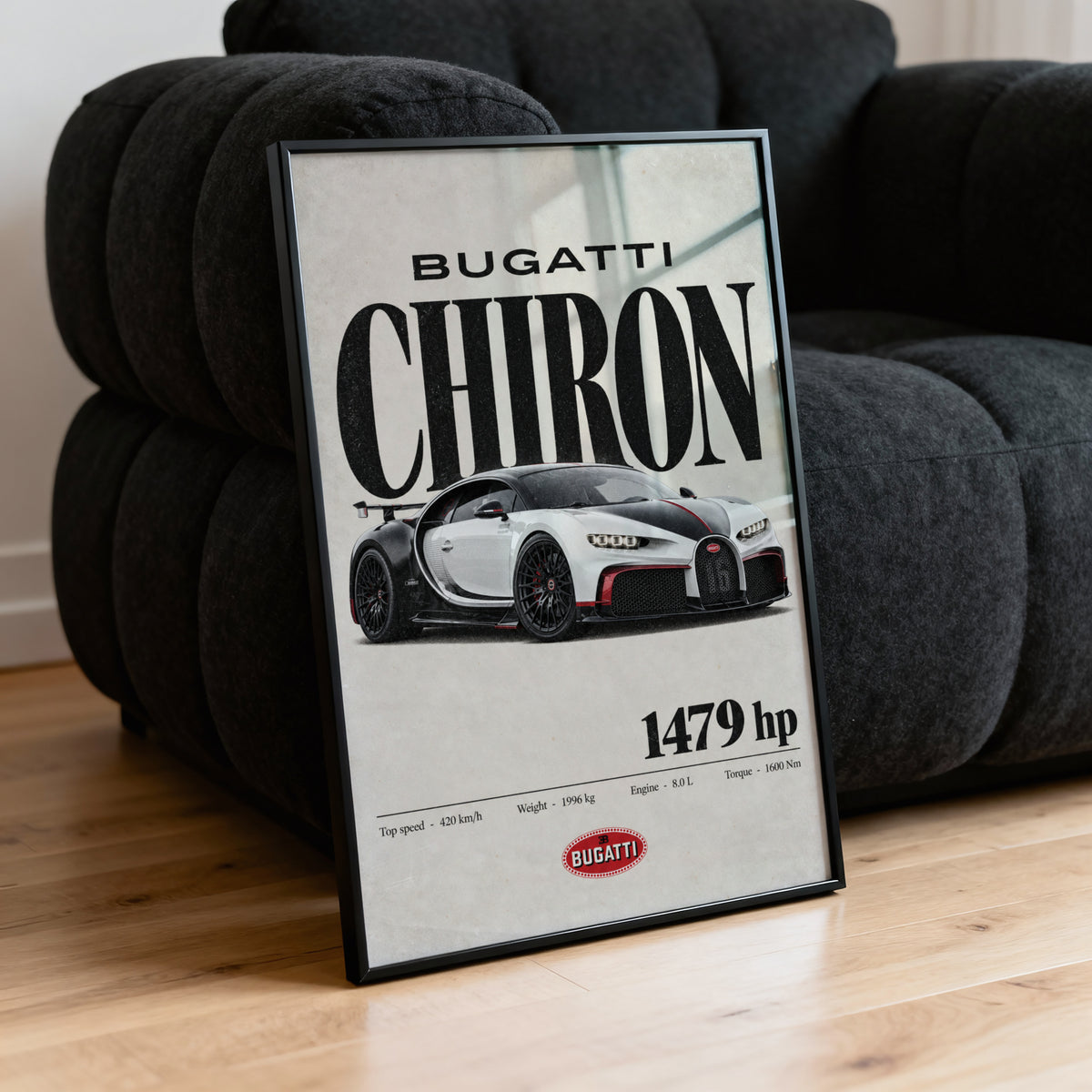 Vintage Bugatti Chiron Print, Supercar Wall Art