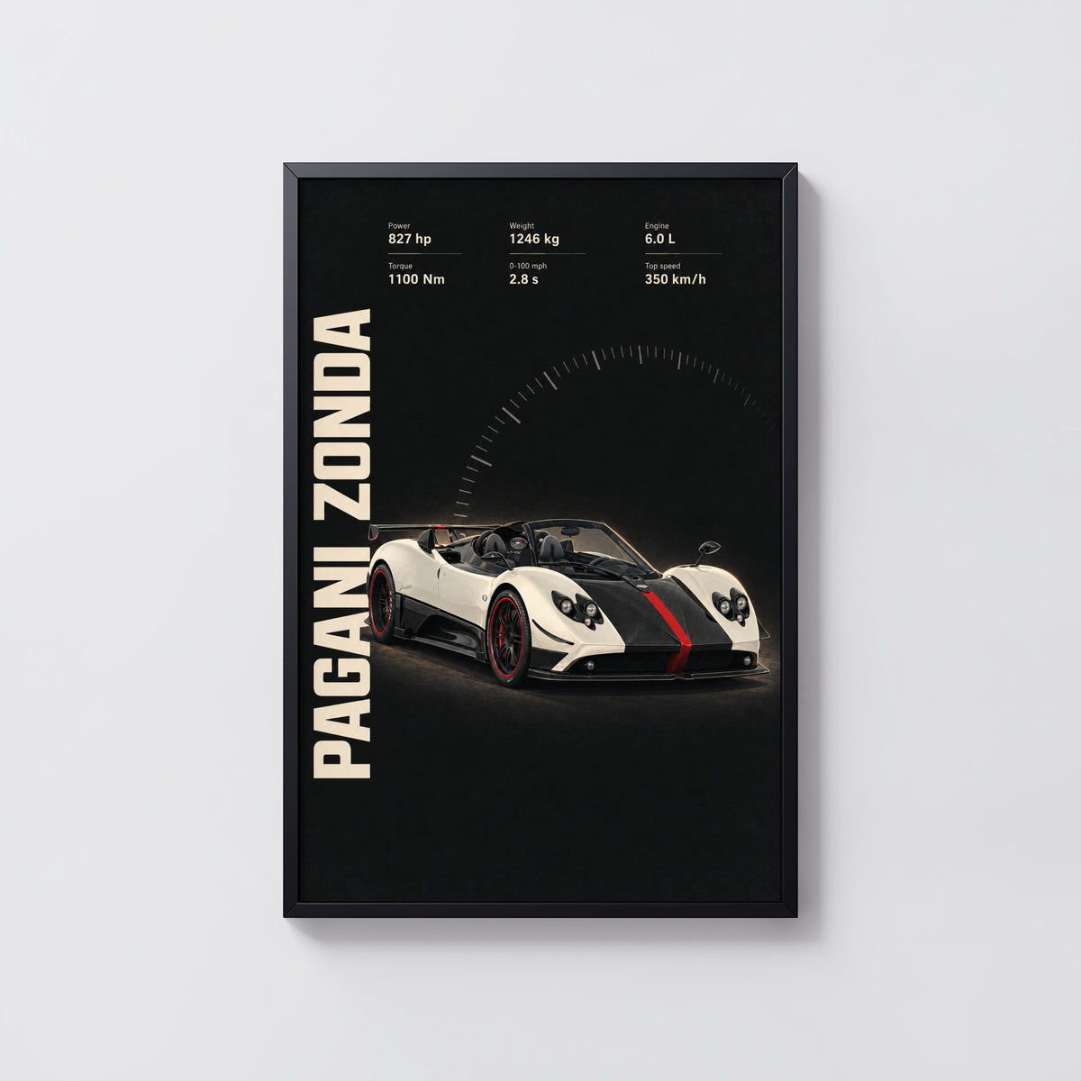 Vintage Pagani Zonda Print, Supercar Wall Art
