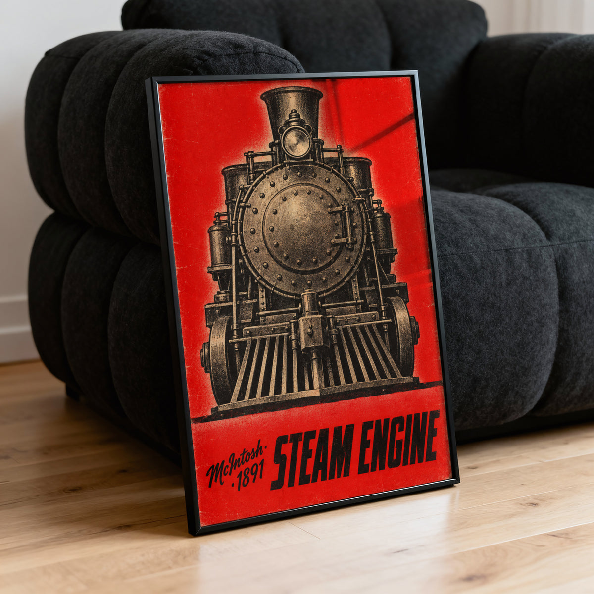 Vintage Steam Engine Print Poster, Locomotive Wall Art