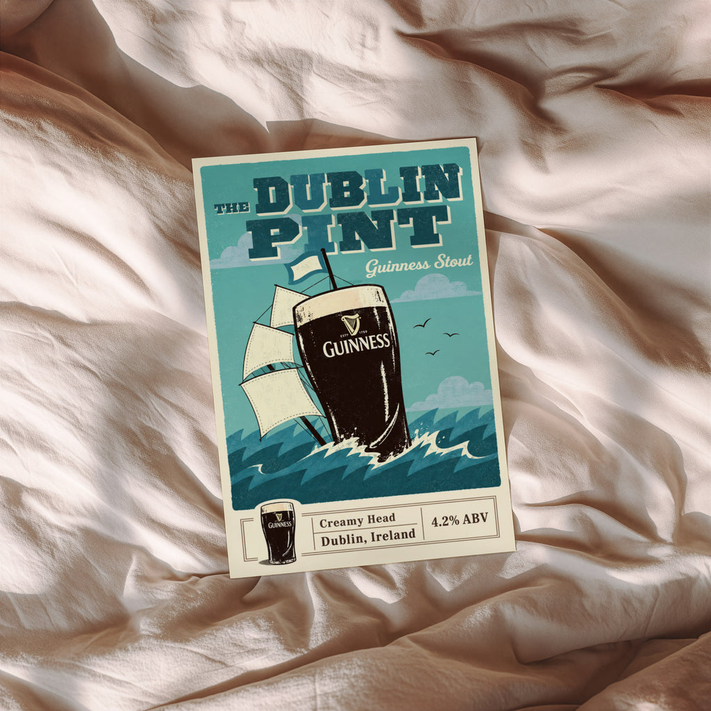 Vintage Guinness Print, Dublin Pint Beer Poster