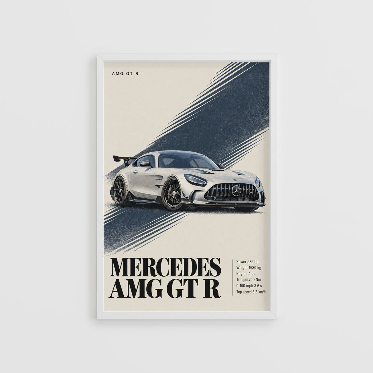 Vintage Mercedes AMG GT R Print, Car Wall Art