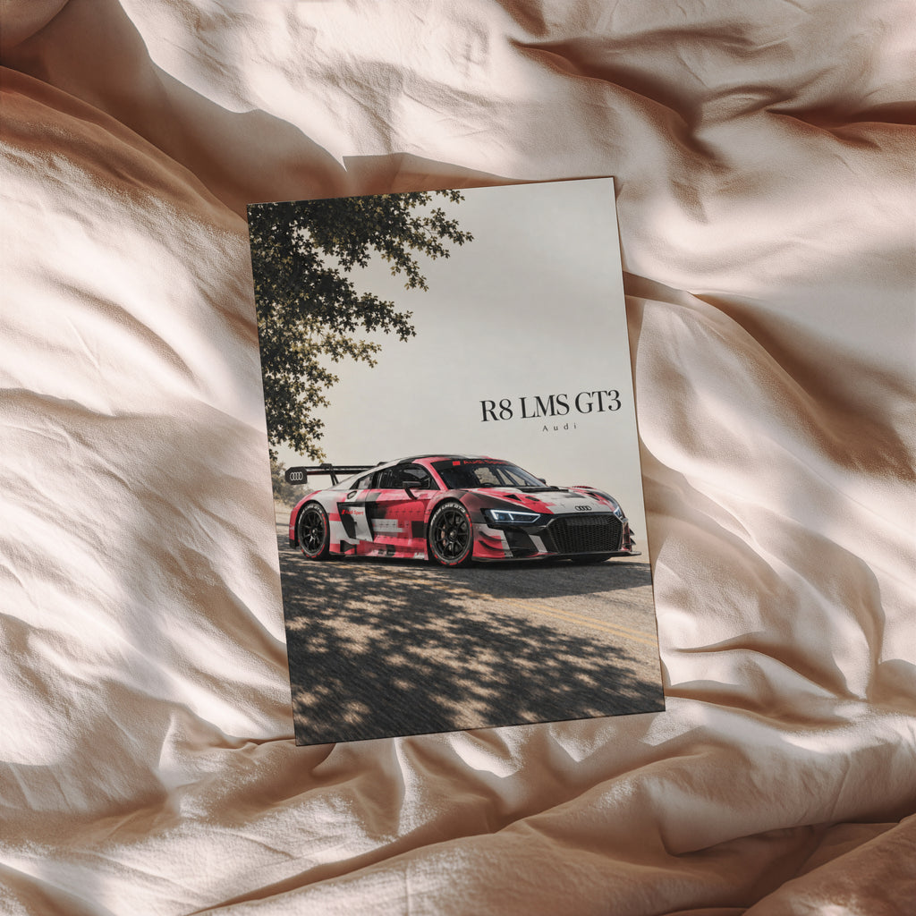 Vintage Audi R8 LMS GT3 Print, Race Car Poster