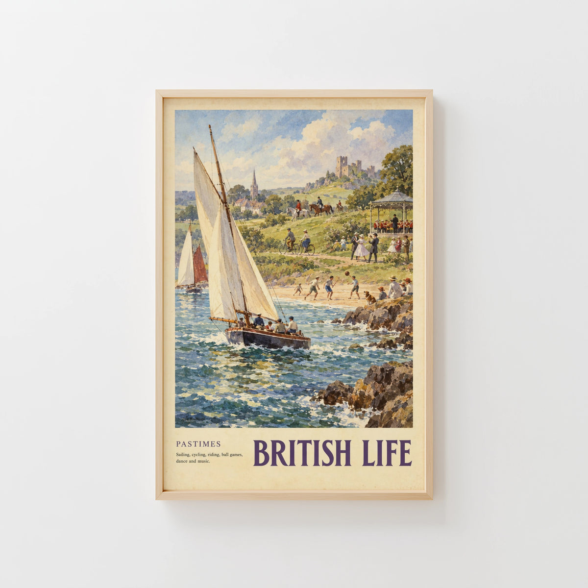 Vintage British Life Poster, Seaside Sailing Wall Art Print