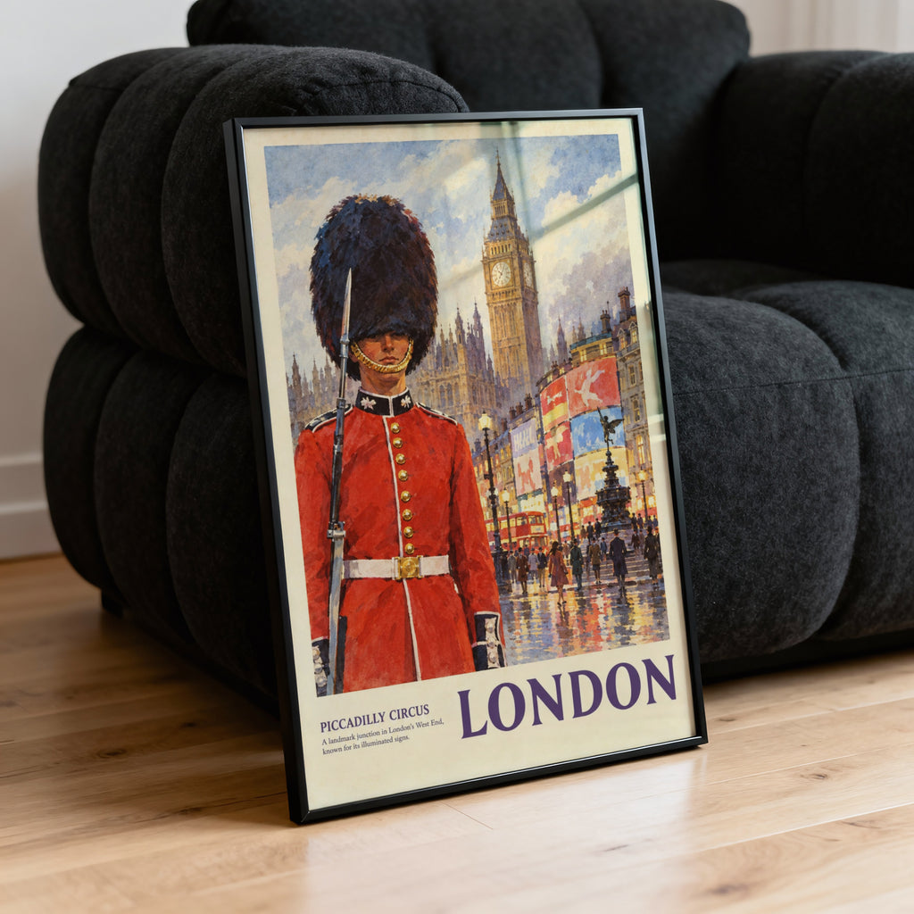 Vintage London Poster, Piccadilly Circus Print, Wall Art