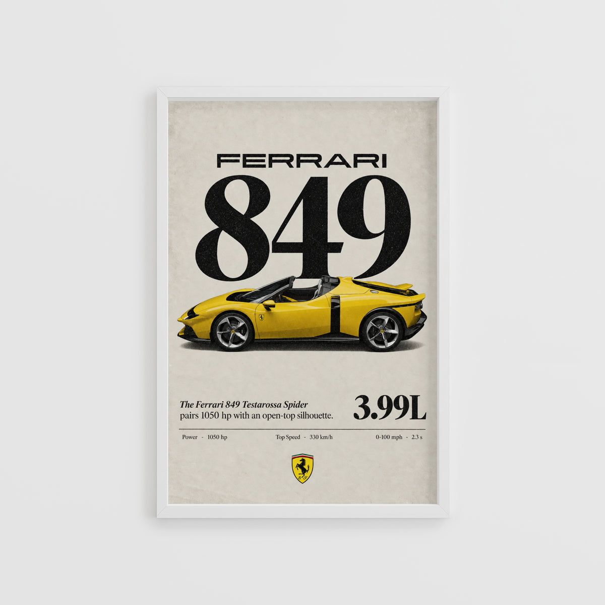 Vintage Ferrari 849 Spider Print, Car Wall Art