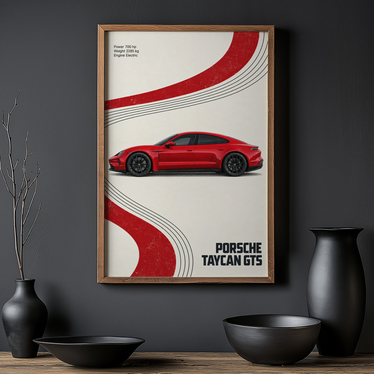 Vintage Porsche Taycan GTS Print, Car Poster