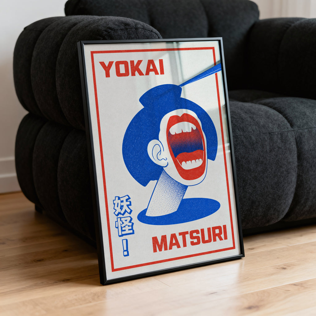 Vintage Yokai Matsuri Print, Japanese Festival Poster