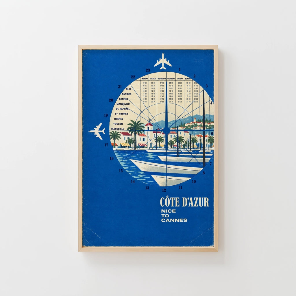 Vintage Cote d'Azur Poster, French Riviera Wall Art