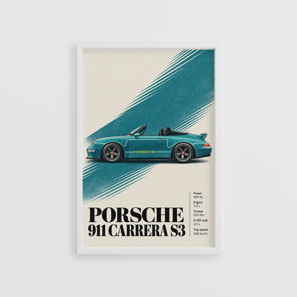 Vintage Porsche 911 Print, Car Wall Art