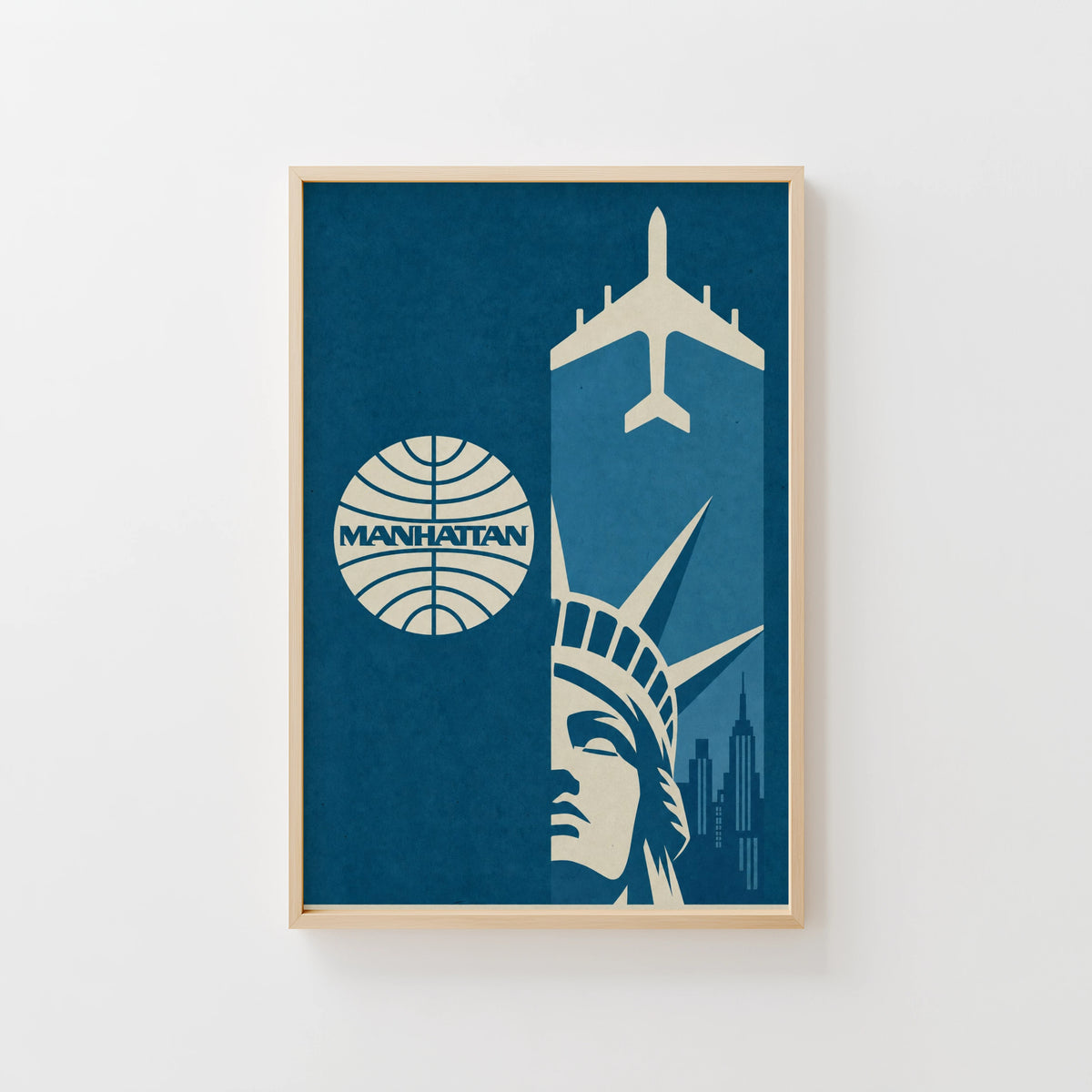 Vintage Manhattan Poster, Airline Wall Art, NYC Print